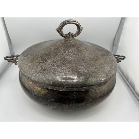 Vintage The Sheffield Silver Co. Silverplate Double Handle Round Casserole Dish - Picture 1 of 13